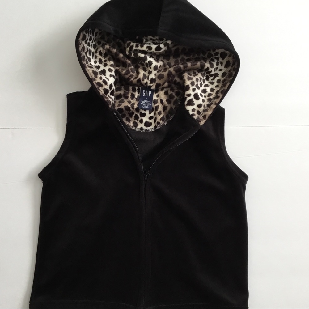 Gap Kids Girls Vest Black Velour Zip Closure Sz S